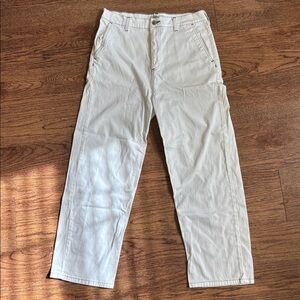 Carhartt White Pants with Black Stitching